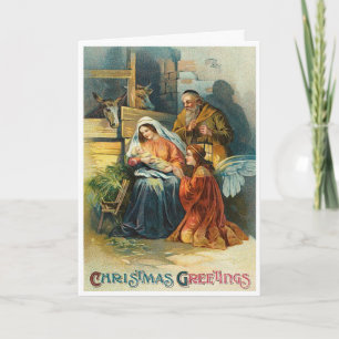 Vintage Manger Scene julkort Helgkort
