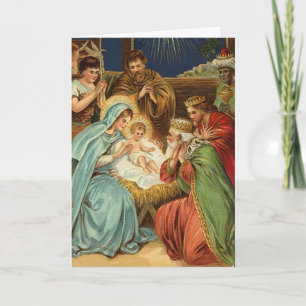 Vintage Manger Scene-julkort Helgkort