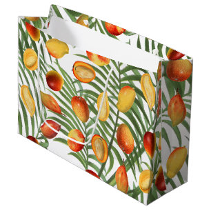 Vintage Mango & Greenery Summer Fruit Mönster