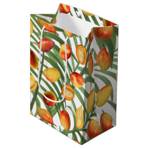 Vintage Mango & Greenery Summer Fruit Mönster