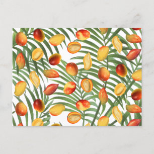 Vintage Mango & Greenery Summer Fruit Mönster Helg Vykort