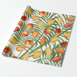 Vintage Mango & Greenery Summer Fruit Mönster Presentpapper