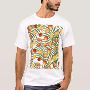Vintage Mango & Greenery Summer Fruit Mönster T Shirt