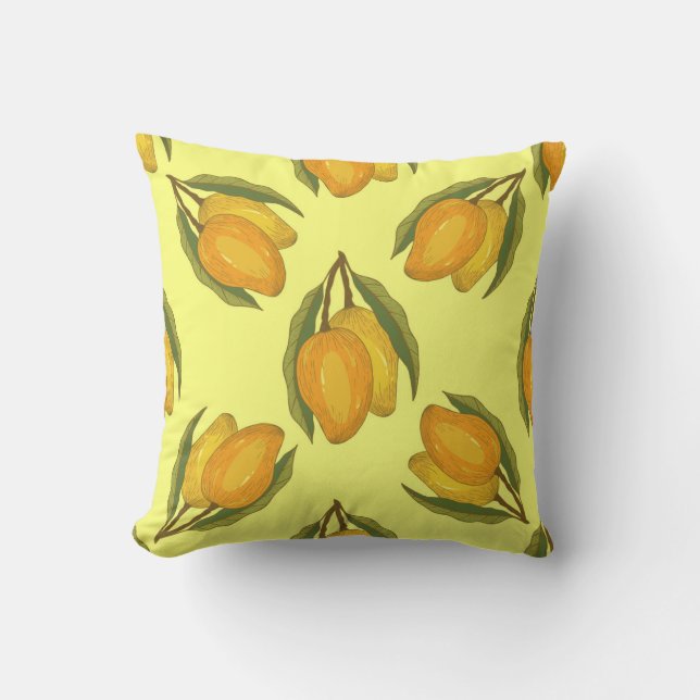 Vintage Mango: Tropical Hand-Drawn Mönster. Kudde (Framsida)