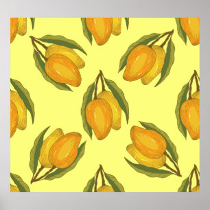 Vintage Mango: Tropical Hand-Drawn Mönster. Poster