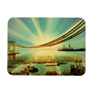 Vintage Manhattan Bridge Digital konst Magnet