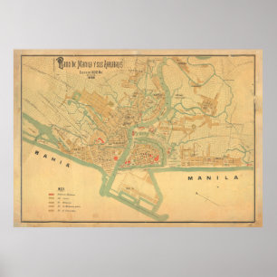 Vintage Manila Karta (1898) Poster