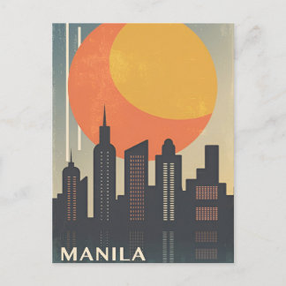 Vintage manila philippines Travel vattenfärgsrefle Vykort