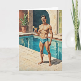 Vintage Manlig Pinup Zaddy | Retro Pojkvän vid poo Kort