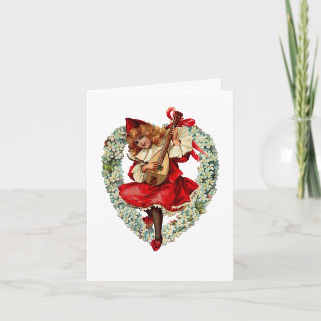 Vintage, manolin valentinkort helgkort (Framsida)