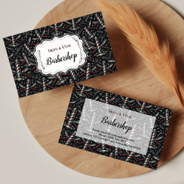 Vintage Mänsbarberarverktyg Mönster Visitkort