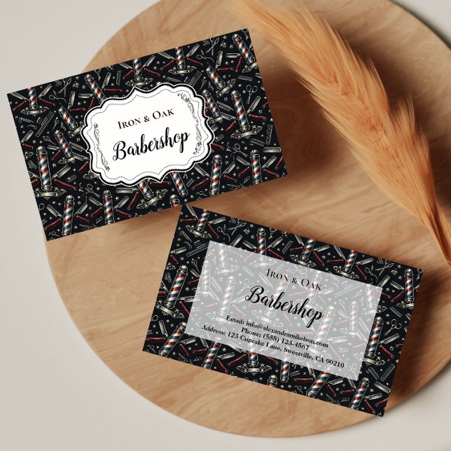Vintage Mänsbarberarverktyg Mönster Visitkort (Skapare uppladdad)