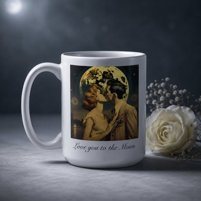 Vintage månskensromantik Anpassad kärlekspresent Kaffemugg (Skapare uppladdad)