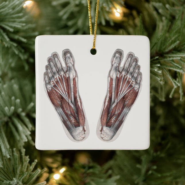 Vintage mänsklig anatomi fotavtryck podiatri fötte julgransprydnad keramik (Träd)