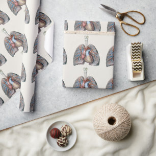 Vintage mänsklig anatomi lungor hjärta organ blod presentpapper