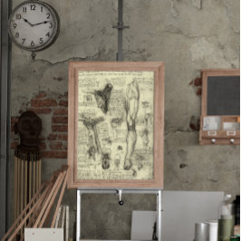 Vintage mänsklig anatomi struphuvud ben Leonardo d Poster