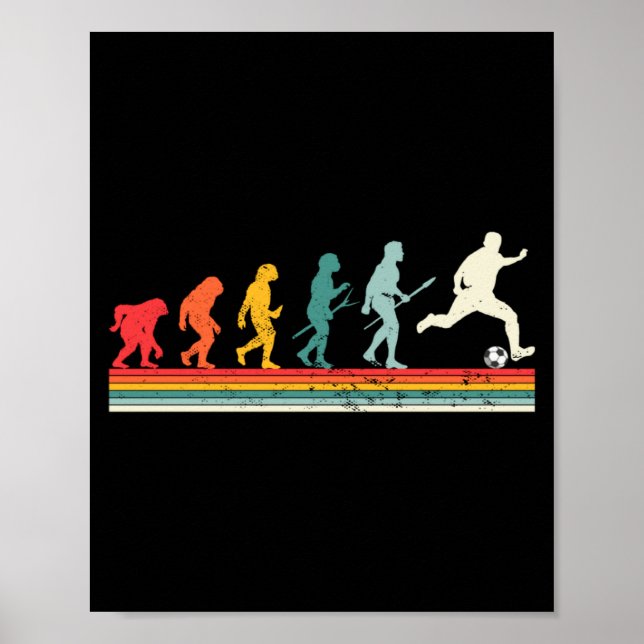 Vintage Mänsklig Evolution Fotbollsspelare Fotboll Poster (Framsidan)