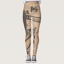 Vintage manuskriptbok sida tryck yoga leggings
