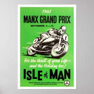 Vintage Manx TT Isle of Man tävla Poster