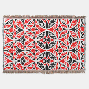 Vintage Maori New Zealand Tribal Art Mönster Filt