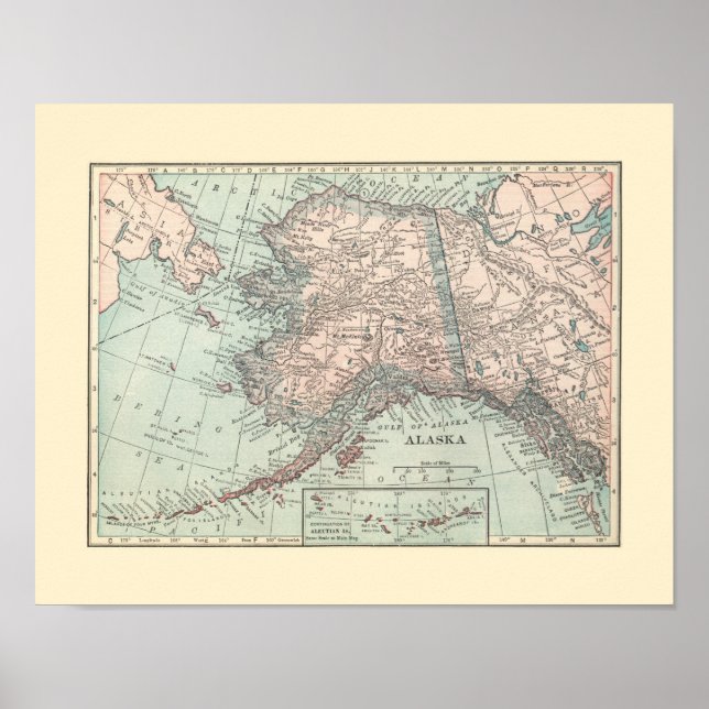 Vintage map of Alaska Poster (Framsidan)