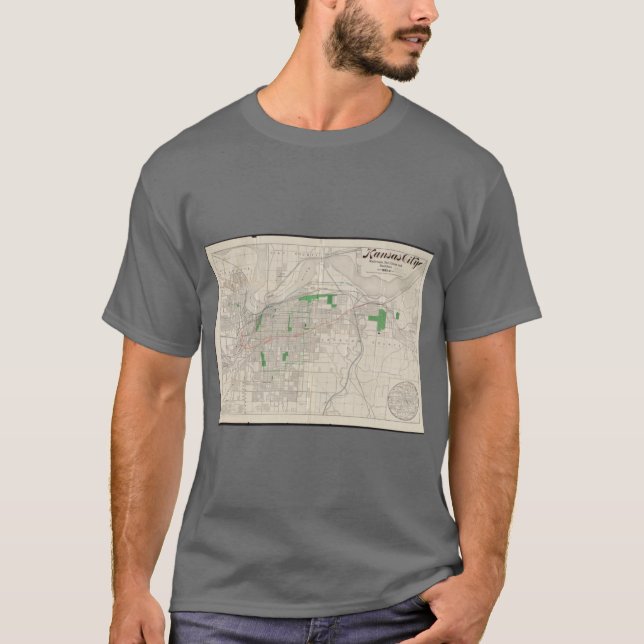 Vintage Map of Kansas City 1893 T Shirt (Framsida)