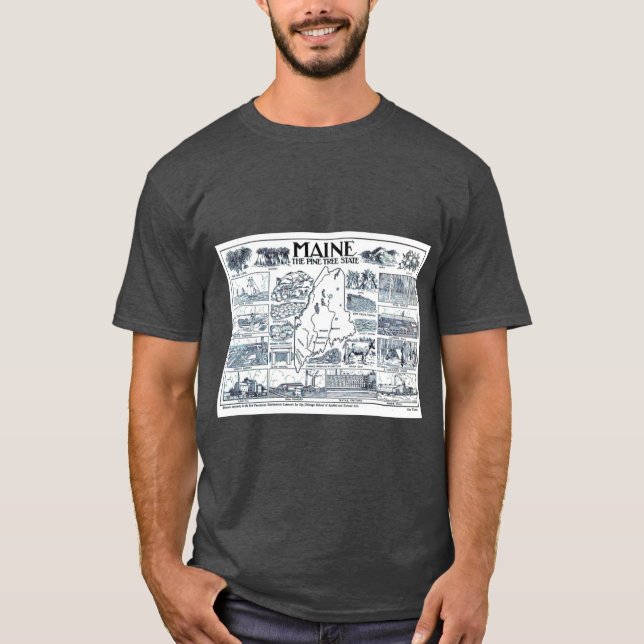 Vintage Map of Maine 1912 T Shirt (Framsida)