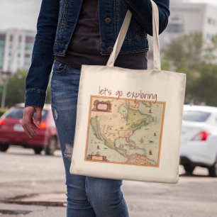 Vintage Map of North America Let's Go Exploring Tygkasse