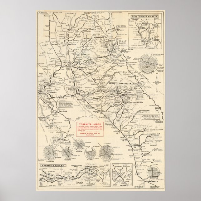 Vintage Map of Yosemite National Park 1922 Poster (Framsidan)