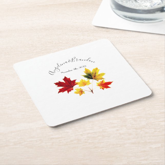 Vintage Maple löv - bröllop Underlägg Papper Kvadrat (Vinklad)