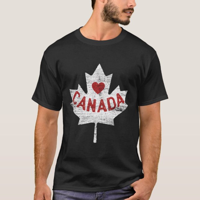 Vintage Maple Löv Kanada T Shirt (Framsida)