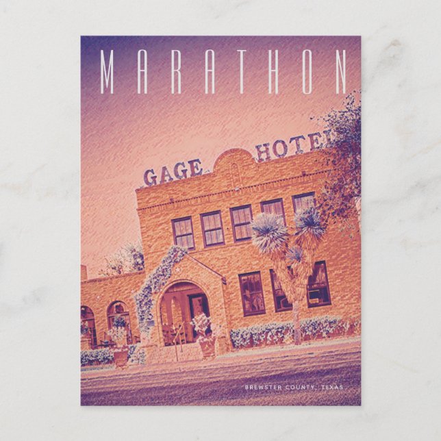 Vintage Marathon Texas Travel Postcard Vykort (Framsida)