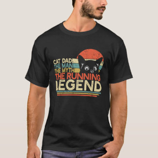 Vintage Maratonlöpare Katt Pappa Man Myter Löpning T Shirt