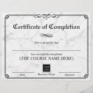 Vintage Marble Certificate of Complete