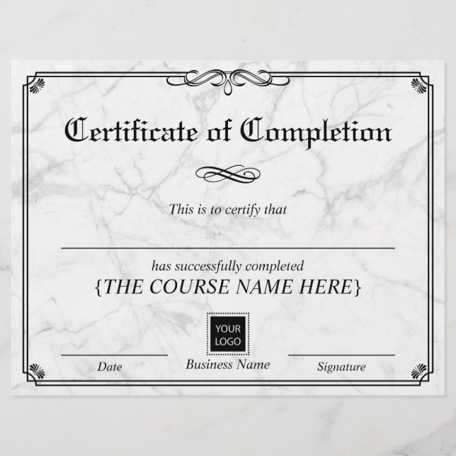 Vintage Marble Certificate of Complete (Framsida)