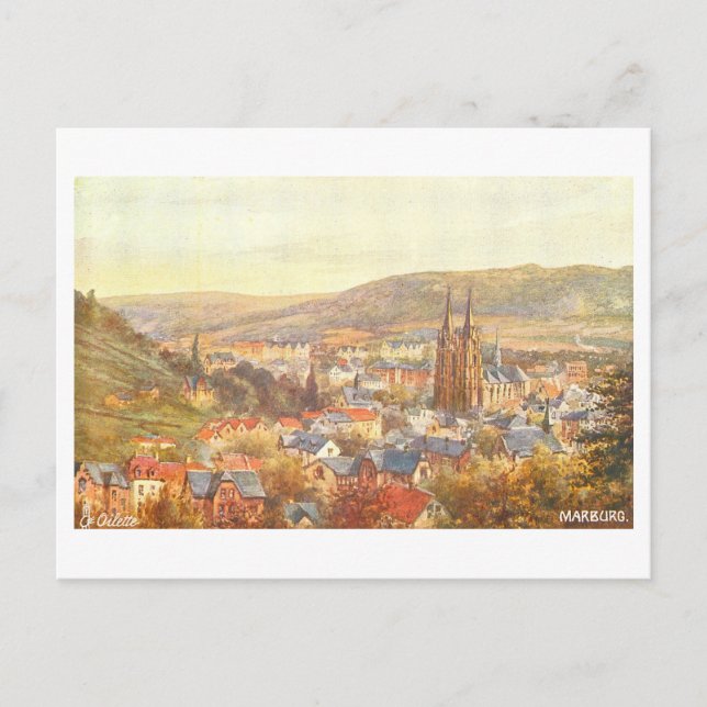 Vintage Marburg, Tyskland, Vykort (Framsida)