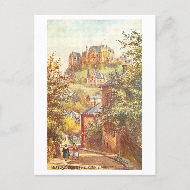 Vintage Marburger Schloss Vykort (Framsida)