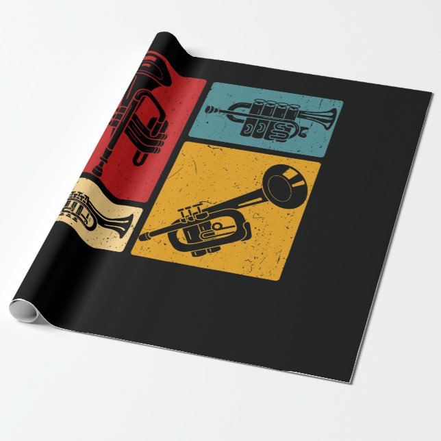 Vintage Marching Band Trumpet Player Retro Design Presentpapper (Utrullad)
