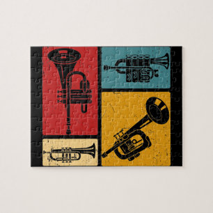 Vintage Marching Band Trumpet Player Retro Design Pussel