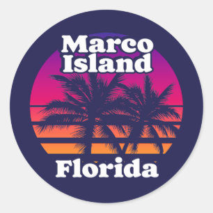 Vintage Marco Island Beach Florida Runt Klistermärke