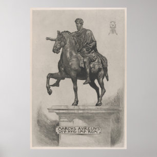 Vintage Marcus Aurelius Statue Illustration (1889) Poster