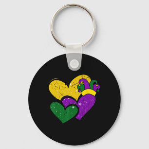 Vintage Mardi Gras Cute Hearts Girls Women Kids Nyckelring