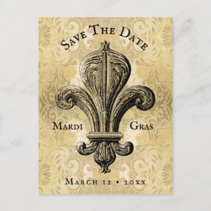 Vintage Mardi Gras Fleur de Lis Postcard Vykort