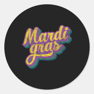 Vintage Mardi Gras Gift Retro Masquerad Costume B Runt Klistermärke