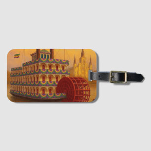 Vintage Mardi Gras hjulångare Bagagebricka