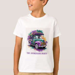 Vintage Mardi Gras Lastbil Watercolor Family T Shirt