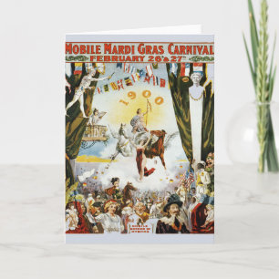 Vintage Mardi Gras Poster Kort