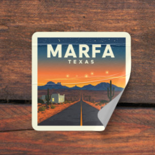 Vintage Marfa Texas Fyrkantigt Klistermärke