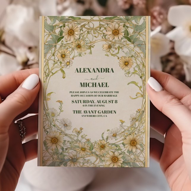Vintage Marguerite Daisy Bröllop Inbjudningar (Skapare uppladdad)
