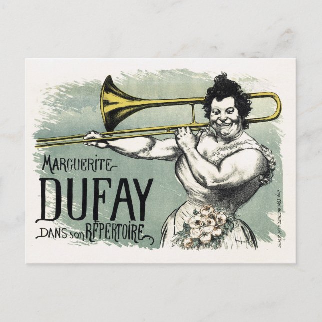 Vintage Marguerite Dufay Trombone Vykort (Framsida)